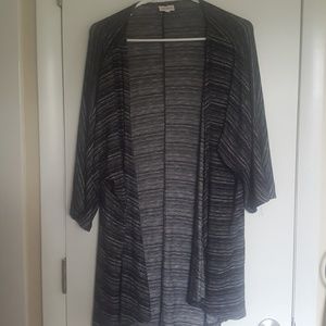 LuLaRoe Lindsay Black Strip Cardigan Size Small